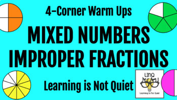 Preview of 4-Corners Improper Fractions and Mixed Numbers