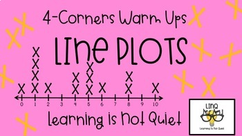 Preview of 4-Corners Line Plots (With Fractions and Whole Numbers) Easy, No Prep!