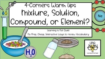Preview of 4-Corners Mixture, Solution, Element, or Compound (Easy, No Prep)