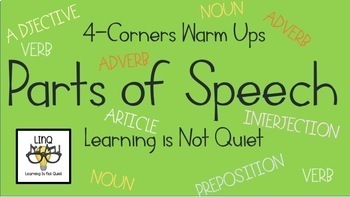 Preview of 4-Corners (Parts of Speech, Noun Verb Preposition etc) Easy, No Prep!