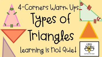 Preview of 4-Corners Types of Triangles (Acute, Scalene, Obtuse, Equilateral) No Prep, Easy