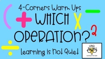 Preview of 4-Corners Word Problems and Cue Word Operations No Prep, Easy!