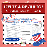 4 DE JULIO EN ESPAÑOL || Pack de actividades para 5° a 6° 