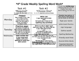 .docx 4 Day Menu of Activities for Word Work/Spelling - ANY LIST