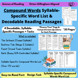 4 Decodable COMPOUND WORDS Syllable-Specific Reading Passa