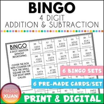 Preview of 4 Digit Addition And Subtraction Problems Bingo Games