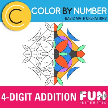 Preview of 4-Digit Addition Color by Number