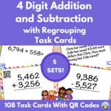 4 Digit Addition and Subtraction with Regrouping Task Card