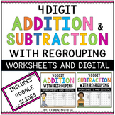 4 Digit Addition and Subtraction with Regrouping Worksheet
