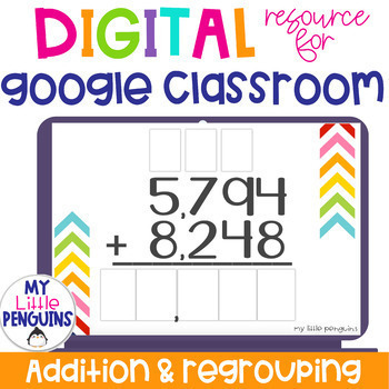 Preview of 4 Digit Addition with Regrouping | Google Slides & Easel Activity | 4.NBT 3.NBT