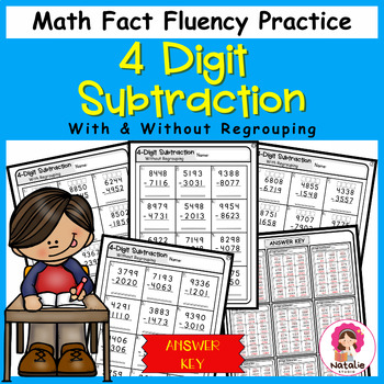 Preview of 4-Digit Subtraction | Comprehensive Practice with and without Regrouping
