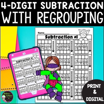Preview of 4 Digit Subtraction With Regrouping Worksheets