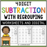 4 Digit Subtraction with Regrouping Worksheets Google Slides