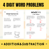 4 Digits Word Problems Addition and Subtraction Worksheet