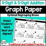 4-Digit and 5-Digit Addition Practice Worksheets Graph Pap