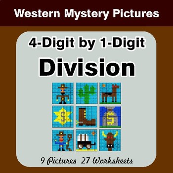 4-Digit by 1-Digit Division - Color-By-Number Math Mystery Pictures