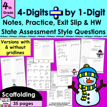 Preview of 4-Digits Divided by 1-Digit notes, CCLS practice, exit slip, HW, spiral review