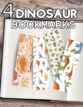 Preview of 4 Dinosaur Bookmarks / Printable Bookmarks / PDF