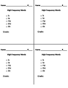 Preview of 4 EDITABLE High Frequency Word Checklist Rubrics