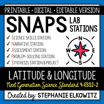 Preview of 4-ESS2-2 Latitude and Longitude Lab Activity | Printable, Digital & Editable