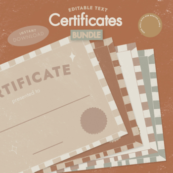 Preview of 4 Editable Certificates Bundle | Printable Boho Kids Certificate