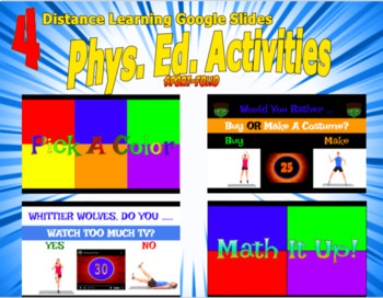 Preview of 4 Editable Physical Education Google Slides Activities - Distance Learning