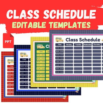 Preview of 4 Editable Planners Vibrant Class Schedule Google Slides Template Collection