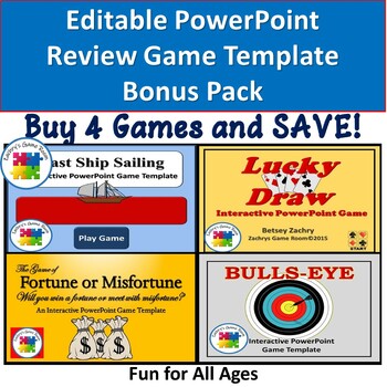 Preview of 4 Editable PowerPoint Review Game Templates Bundle
