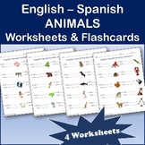 4 English/Spanish Labeling Worksheets - Animals - ESOL