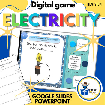 Preview of Electricity and circuits digital activity with worksheet, middle school science