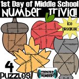 4 FALL Puzzles - Number Trivia - First Day of School Ice Breaker