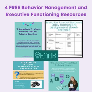 Preview of 4 FREE Behavior Management and Executive Functioning Resources