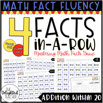 4 Facts In-A-Row Math Fact Fluency Game {Addition Within 20} | Tpt