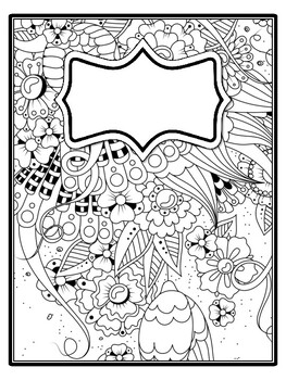 Preview of 4 Floral Binder Covers and Spines, Floral Back To School Coloring Pages