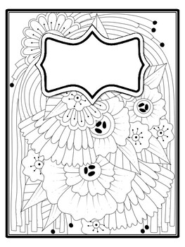 4 Floral Binder Covers and Spines, Floral Back To School Coloring Pages