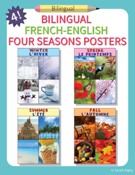Seasons and Months Chart Bilingual French Language School Poster 