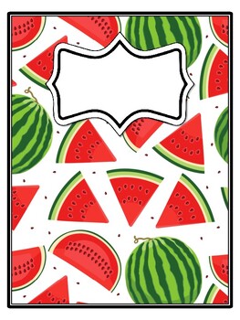Preview of 4 Fruits, Watermelon Binder Covers and Spines