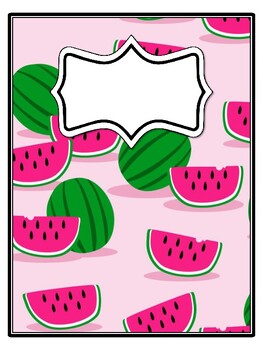 Preview of 4 Fruits, Watermelon Binder Covers and Spines