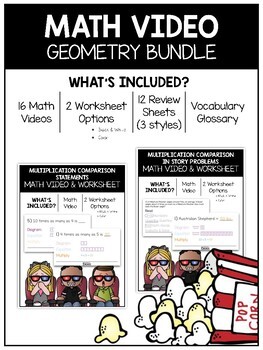 Preview of 4.G.1 - 3 & 4.MD.5 - 7: Geometry and Angles Math Video & Worksheet BUNDLE