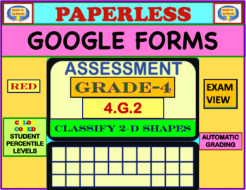Preview of 4.G.2- CLASSIFY 2-D FIGURES -(RED) MULTIPLE-CHOICE ASSESSMENT   