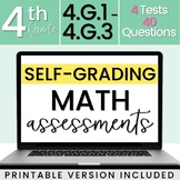 SELF-GRADING 4th Grade Math Tests: Geometry [DIGITAL + PRINTABLE]