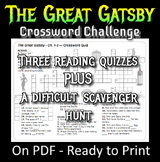 4 GREAT GATSBY Crossword Puzzles - Divided by Chapters (wo