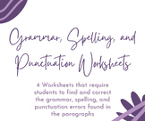 4 Grammar, Spelling, and Punctuation Worksheets for High S