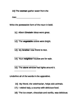 Grammar Tests And Worksheets By Teacher Who Loves The Beach Tpt