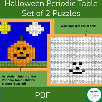 Preview of 4 Halloween Puzzles - Periodic Table Chemistry - Hidden pictures