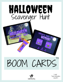 Preview of 4 Halloween Scavenger Hunts and Scavenger Hunt Boom Card™ Bundle