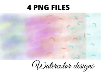 Preview of 4 Hand Painted Watercolour Paint Papers or Digital Backgrounds or Textures