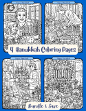 4 Happy Hanukkah Complex Coloring Sheets BUNDLE Printable 