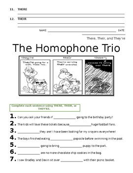 homophone worksheets there their theyre