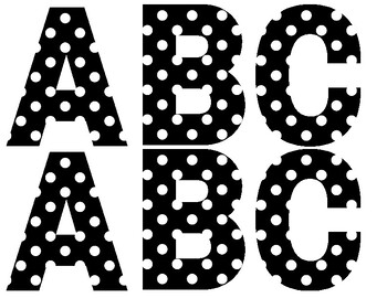 4 Inch Black and White Polka Dot Bulletin Board Letters and Numbers